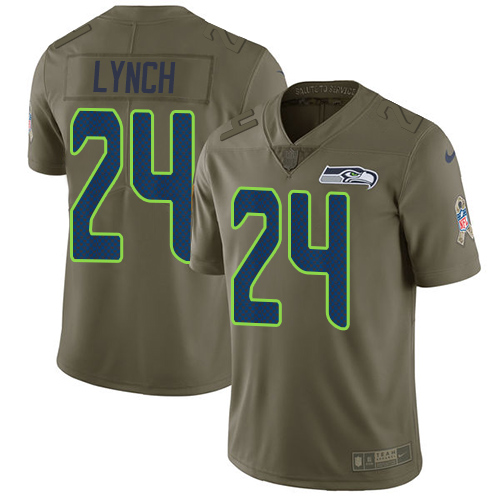 Nike Seahawks #24 Marshawn Lynch Olive Youth Stitched NFL Limited Salute to Service Jersey